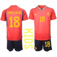 Spania Jordi Alba #18 Fotballklær Hjemmedraktsett Barn VM 2022 Kortermet (+ korte bukser)